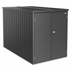 BAUHAUS Biohort Geräteschrank Außenbreite Inkl. Dachüberstand: 122 Cm, Außentiefe Inkl. Dachüberstand: 203 Cm, Stahl, Dunkelgrau Metallic