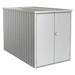 BAUHAUS Biohort Geräteschrank Außenbreite Inkl. Dachüberstand: 122 Cm, Außentiefe Inkl. Dachüberstand: 203 Cm, Stahl, Silber Metallic